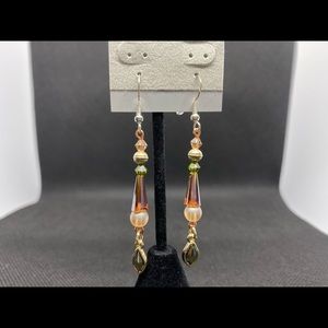 Swarovski Crystals Earrings with silver beads and copper beads and czech glass